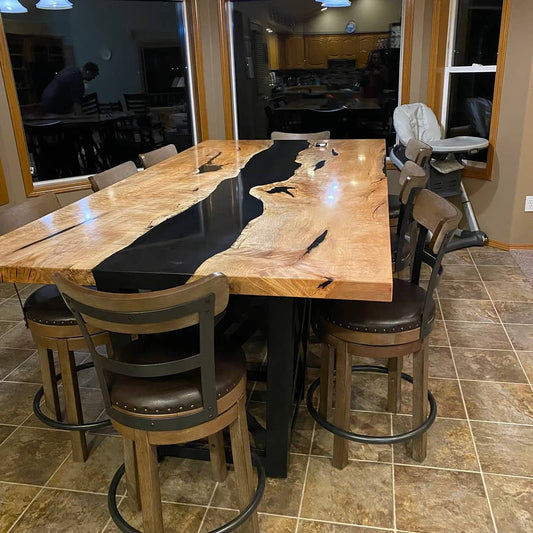 Maple Epoxy River Dining Table - Stormo Hardwoods